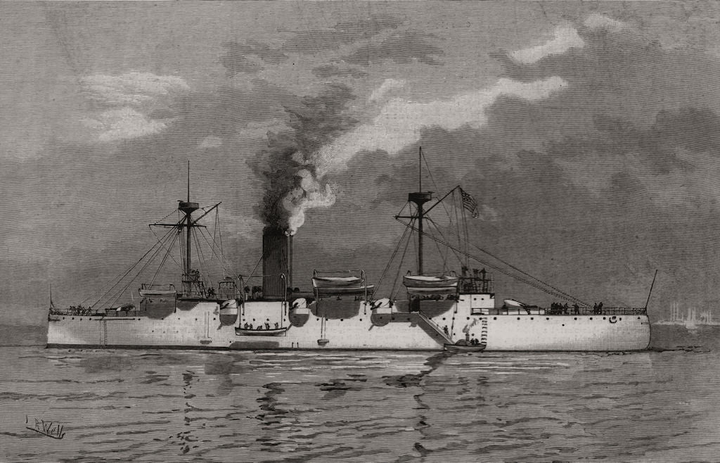 The American Navy: U. S. S. Charleston. South Carolina 1890 old antique print
